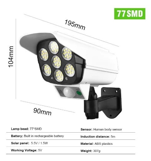 Miniatura 2 de Lampara Luz Led Exterior Solar Con Senso